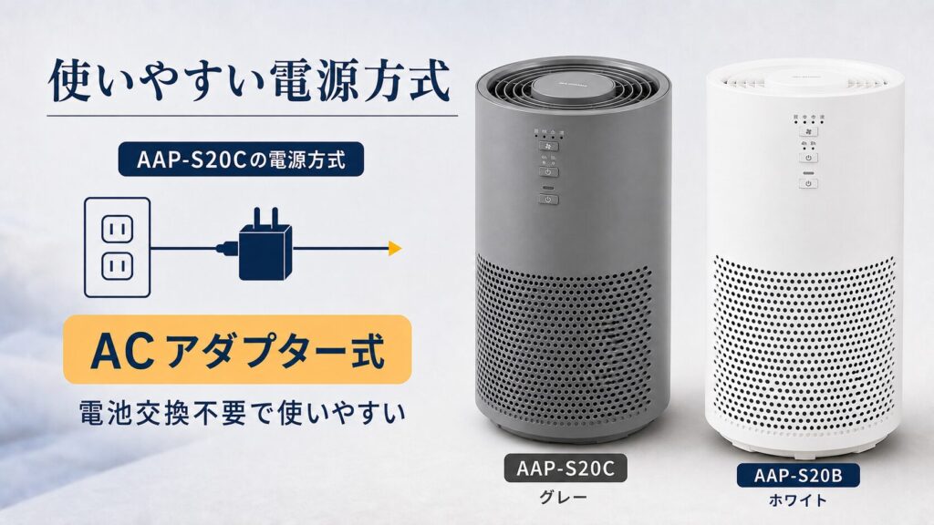AAP-S20CとAAP-S20Bの違いを比較！どちらがおすすめ？アイリスオーヤマ空気清浄機について解説_電源01