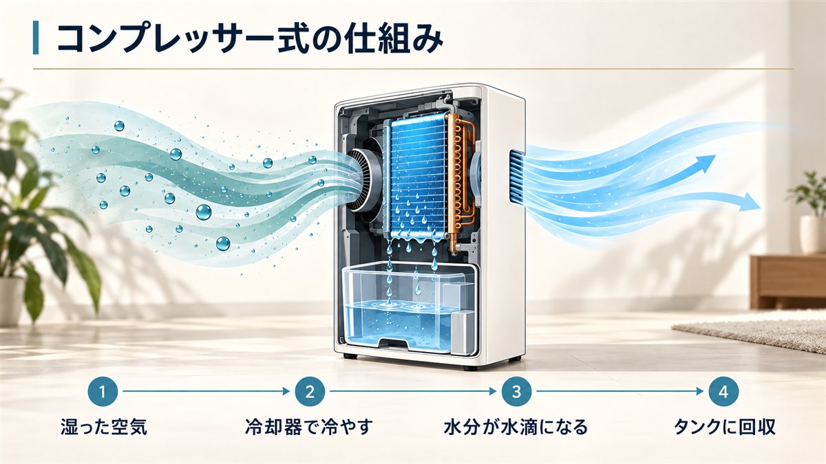 コンプレッサー式の仕組み図