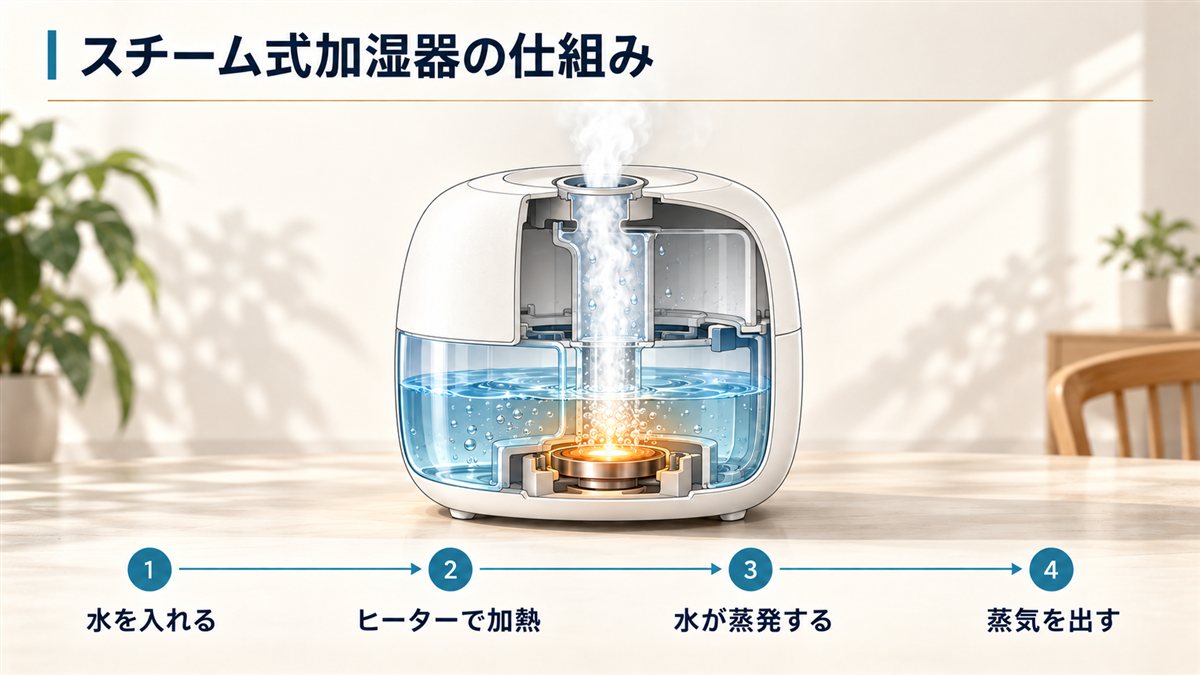 スチーム式の仕組み図